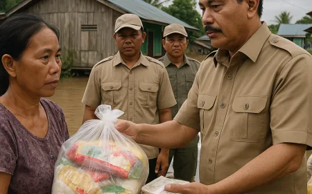Gubernur Zainal Bawa Bantuan Sembako dan Dana Segar untuk Korban Banjir Sembakung