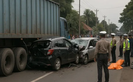 Rem Blong Truk Trailer Jadi Penyebab Kecelakaan Maut di Jl Raya Probolinggo