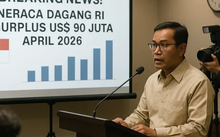 Breaking News! Neraca Dagang RI Surplus US$ 90 Juta April 2026