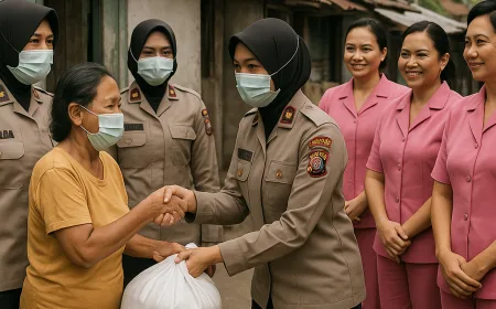 Aksi Sosial Polwan Bid Propam Polda Kaltim Bersama Bhayangkari Bantu Warga Sepinggan Baru