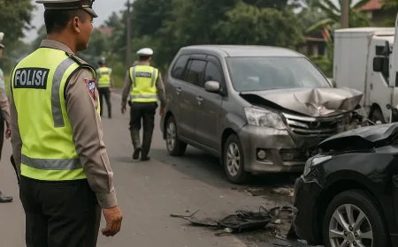 Unit Laka Lantas Polres Purwakarta Cepat Olah TKP Kecelakaan Beruntun Sukatani