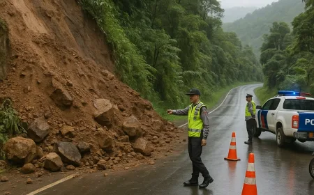 Longsor Tutup Jalan Raya Bungbulang–Caringin Garut, Arus Lalu Lintas Dialihkan
