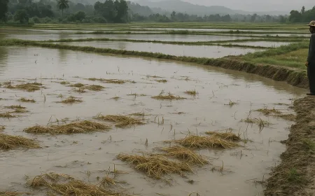 Lahan Pertanian Terdampak Banjir di Naga Juang Madina Belum Diperbaiki, Petani Merana