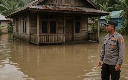 Polsek Balantak Pantau Rumah Warga Tergenang Banjir di Desa Sepe Pasca Hujan Deras