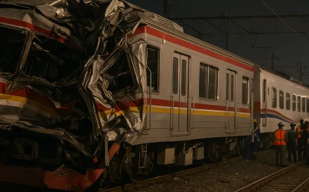 Kecelakaan Kereta di Bekasi Timur: Gerbong KRL Ringsek Setelah Ditabrak Kereta Jarak Jauh