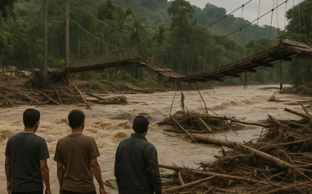 Banjir Bandang Sarolangun Rusak Berat 6 Jembatan Gantung, 3 Putus Total