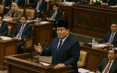 Prabowo Subianto Pidato 45 Menit di Rapat Paripurna DPR Bahas Kebijakan Fiskal