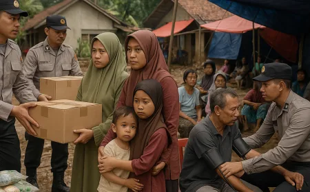 Polres Cianjur Tanggap Cepat Salurkan Logistik dan Layanan Kesehatan Pasca Banjir Mande