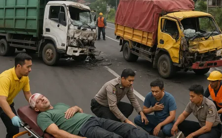 Kecelakaan 2 Truk di Salatiga Karena Rem Blong: 1 Luka Berat dan 3 Luka Ringan