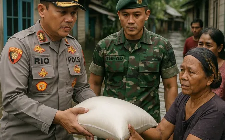 Kapolres HST dan Dandim 1002/HST Salurkan 1 Ton Beras untuk Korban Banjir Barabai