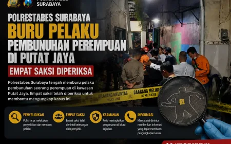 Polrestabes Surabaya Kejar Pelaku Pembunuhan Perempuan di Putat Jaya, 4 Saksi Diperiksa