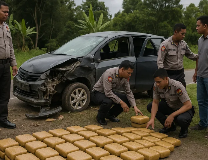 Pengiriman 112 Kg Ganja ke Medan Terungkap Usai Kecelakaan di Tapanuli