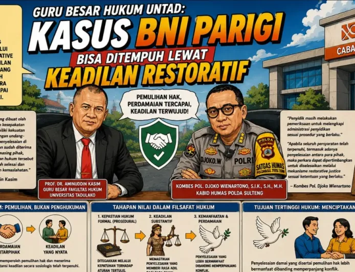 Kasus BNI Parigi Moutong Bisa Diselesaikan Lewat Keadilan Restoratif, Kata Guru Besar Hukum Untad