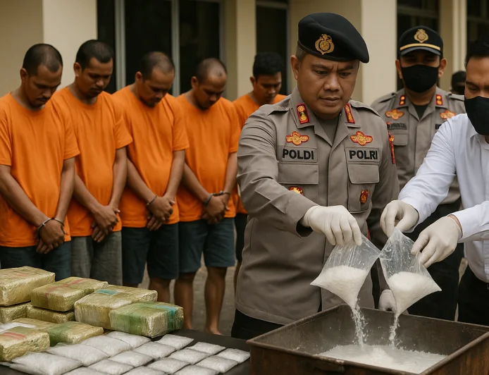 Barang Bukti Narkoba Senilai Rp9 Miliar Dimusnahkan, 7 Tersangka Diamankan Polresta Barelang