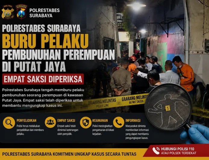 Polrestabes Surabaya Kejar Pelaku Pembunuhan Perempuan di Putat Jaya, 4 Saksi Diperiksa