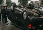 Kecelakaan Staf Pemda Aceh di Medan: Mobil Toyota Innova Terbalik di Persimpangan
