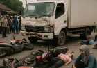 Truk Tabrak 3 Motor dan Pejalan Kaki di Jombang, 2 Tewas 6 Luka