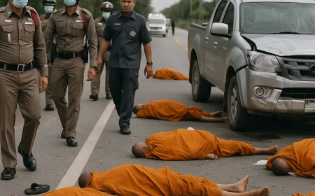 9 Biksu Buddha Tewas Ditabrak Pikap oleh Bocah 11 Tahun di Thailand