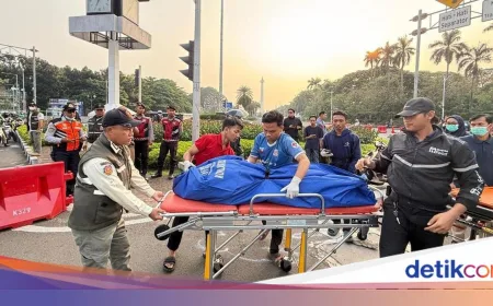 Driver Ojol Tewas Akibat Kecelakaan Tunggal di Bundaran Patung Kuda Jakpus