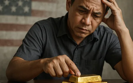 Harga Emas Jatuh Hampir 2% Karena Dolar Menguat dan Kekhawatiran Inflasi