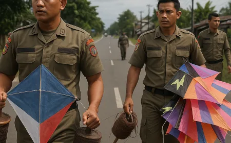 Satpol PP Pontianak Razia Layang-Layang untuk Cegah Kecelakaan di Jalan Raya
