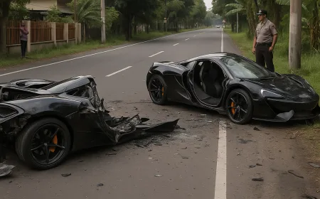 Supercar McLaren Kecelakaan Tunggal di Sukoharjo, Mobil Terbelah Dua
