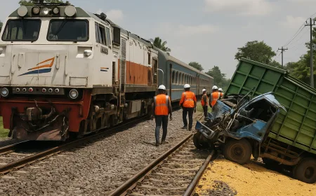 KAI Madiun Buka Jalur dengan Kecepatan Terbatas Usai Kecelakaan Truk-Kereta