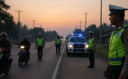 Patroli Subuh Satlantas Polres Lampung Selatan Antisipasi Kriminalitas dan Kecelakaan Jalinsum