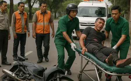 Kecelakaan Dua Motor di Jalan Raya Tenaru Gresik, Satu Pengendara Terluka Parah