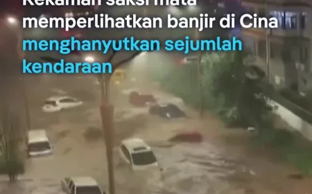 Topan Bavi Hantam Cina: Banjir Bandang Hanyutkan Kendaraan di Hebei