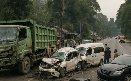 Truk Rem Blong Sebabkan Kecelakaan 9 Kendaraan di Sibolangit, 4 Tewas