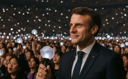 Presiden Macron Hadir di Konser BTS di Paris, Pegang Army Bomb dan Cetak Rekor
