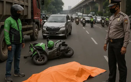 Pengemudi Ojol Tewas Diduga Terserempet Truk di Slipi, Ini Kronologinya