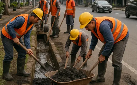 PU Perkim Tulungagung Optimalkan Drainase Cegah Banjir di Jalan Protokol