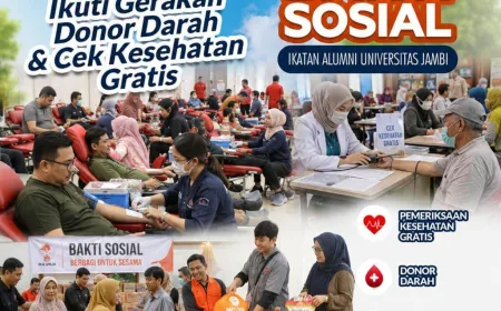 IKA UNJA Gelar Bakti Sosial dengan Donor Darah dan Cek Kesehatan Gratis