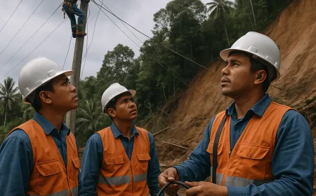 PLN UP3 Tahuna Gerak Cepat Pulihkan Jaringan Listrik Terdampak Longsor di Tamako
