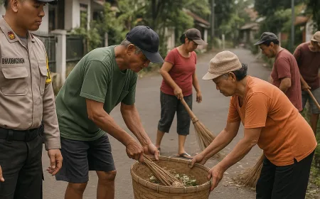 Gotong Royong Jadi Kunci Kamtibmas, Bhabinkamtibmas Campaka Dukung Lingkungan Bersih