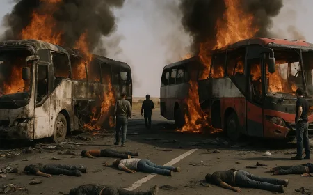 Dua Bus Tabrakan dan Terbakar di Suriah, 35 Orang Tewas Tragis