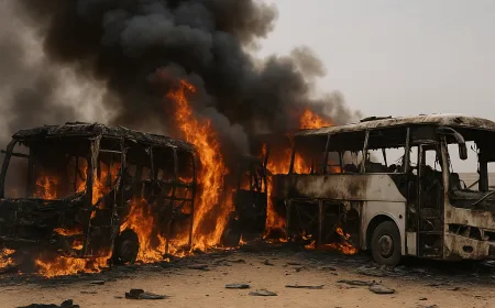 Kecelakaan Mengerikan di Suriah: 2 Bus Tabrakan dan Terbakar, 35 Tewas