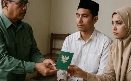 Serahkan Buku Nikah, Kepala KUA Waplau Tekankan Tanggung Jawab dan Perlindungan Hukum Rumah Tangga