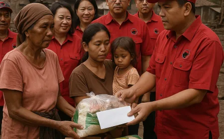 PDIP Buleleng Salurkan Bantuan dan Santuni Keluarga Korban Banjir Bandang Desa Banjar
