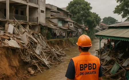 BPBD DKI Ingatkan Warga Bantaran Sungai Waspada Longsor Susulan di Petamburan