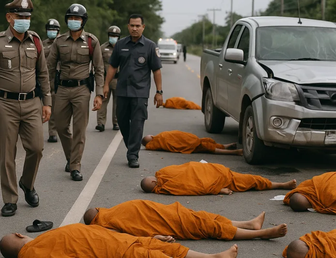 9 Biksu Buddha Tewas Ditabrak Pikap oleh Bocah 11 Tahun di Thailand
