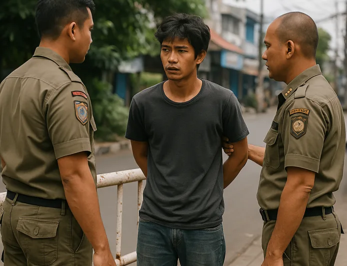 Satpol PP Tangkap Pemuda Minta Uang Bermodus Habis Bensin di Kelapa Gading