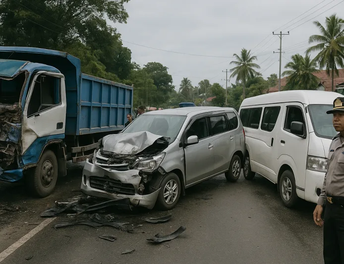 Kecelakaan Beruntun di Padang Pariaman: 1 Meninggal dan 10 Luka Berat
