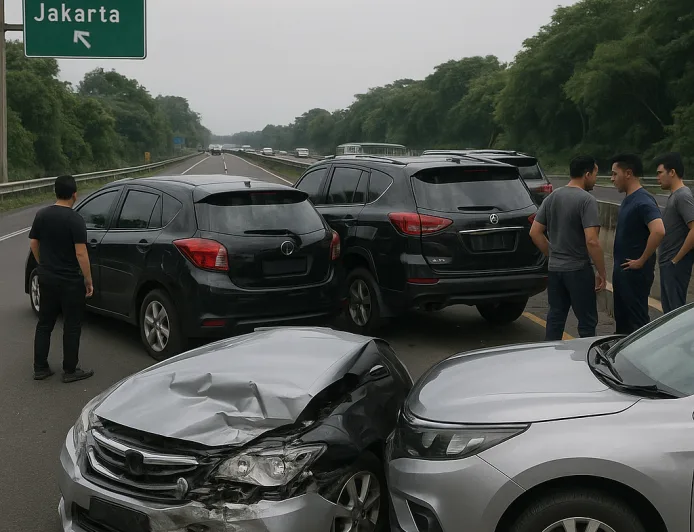 4 Mobil Kecelakaan Beruntun di Tol Jagorawi Gara-gara Sopir Telat Rem