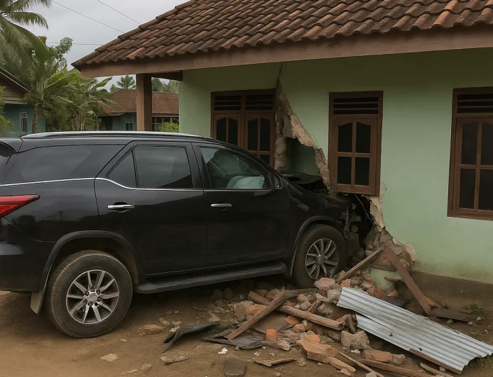 Kecelakaan Mobil Toyota Fortuner di Batang Hari Tabrak Rumah Warga, Ini Kronologinya