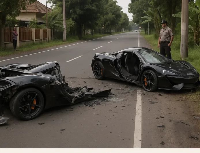 Supercar McLaren Kecelakaan Tunggal di Sukoharjo, Mobil Terbelah Dua