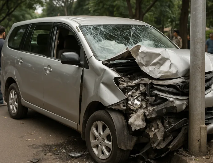 Mobil Isi 7 Penumpang Tabrak Tiang di Dago Bandung, 2 Orang Kabur Usai Kecelakaan
