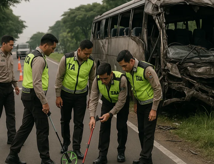Polda Jabar Olah TKP Ilmiah Ungkap Penyebab Kecelakaan Maut Indramayu